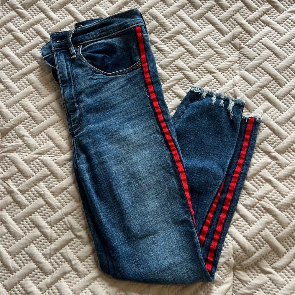 A&F Jeans with Red Stripe
